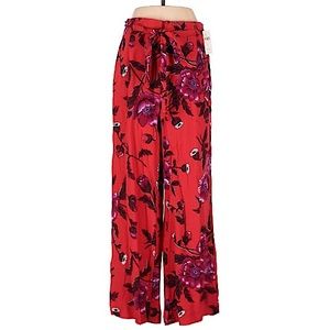 🌷NWT!🌷Anthropology Boho Wide Leg Flowy Red Floral Print Wide Leg Pants Size 4